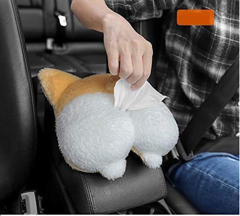 Tissue Box Cover Soft Adorable Corgi Butt Shaped Creative Storage Bag Hanging