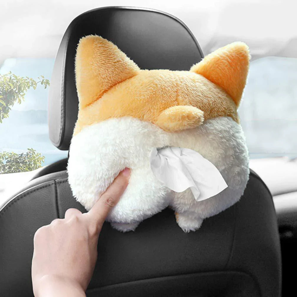 Tissue Box Cover Soft Adorable Corgi Butt Shaped Creative Storage Bag Hanging