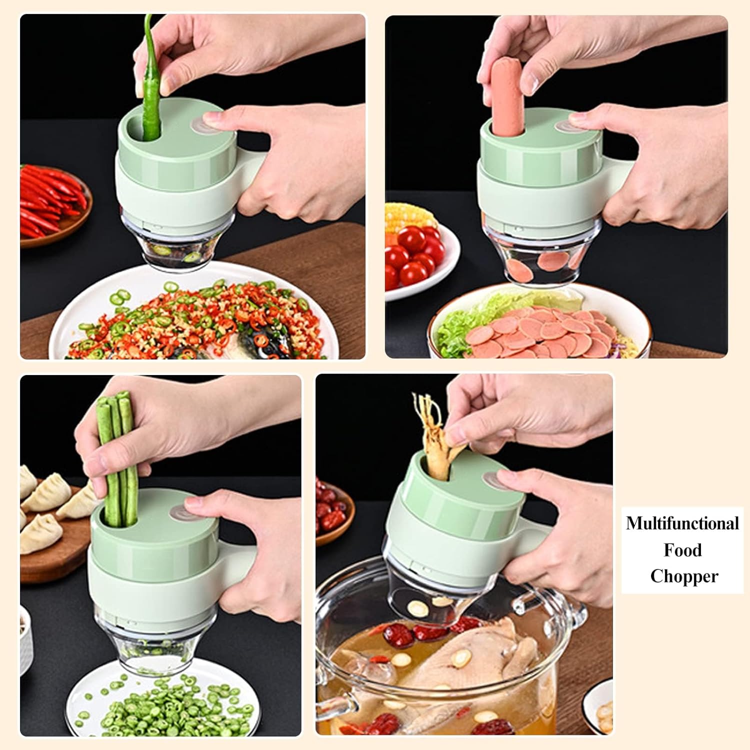 Wireless Mini Electric Chopper – USB Rechargeable Food Processor for Garlic, Onion, Vegetables & Nuts