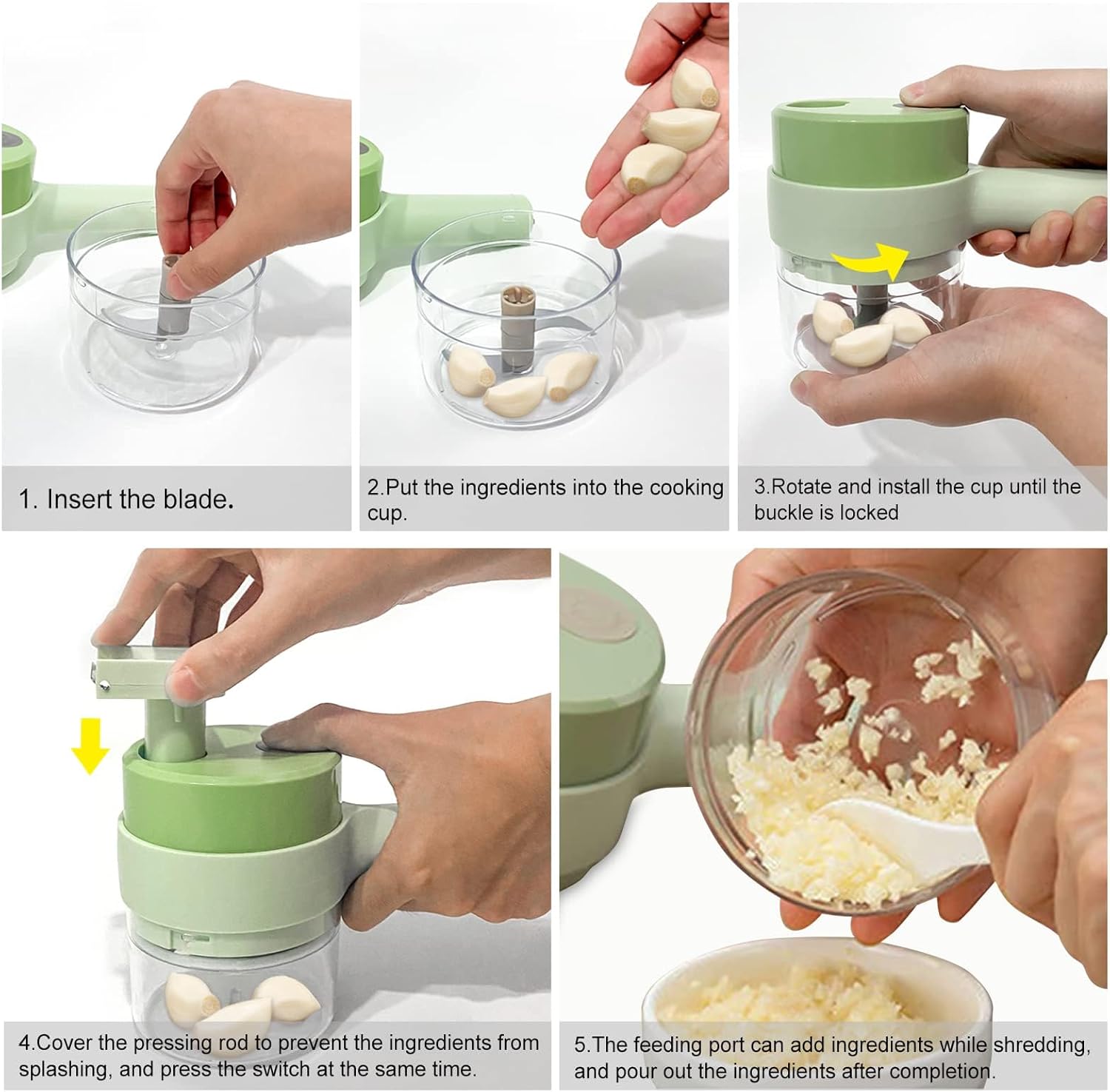 Wireless Mini Electric Chopper – USB Rechargeable Food Processor for Garlic, Onion, Vegetables & Nuts