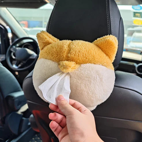 Tissue Box Cover Soft Adorable Corgi Butt Shaped Creative Storage Bag Hanging